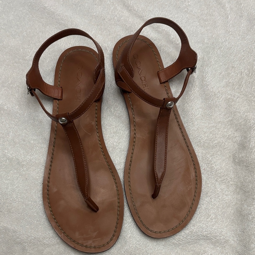 Coach Tan Leather Sandals